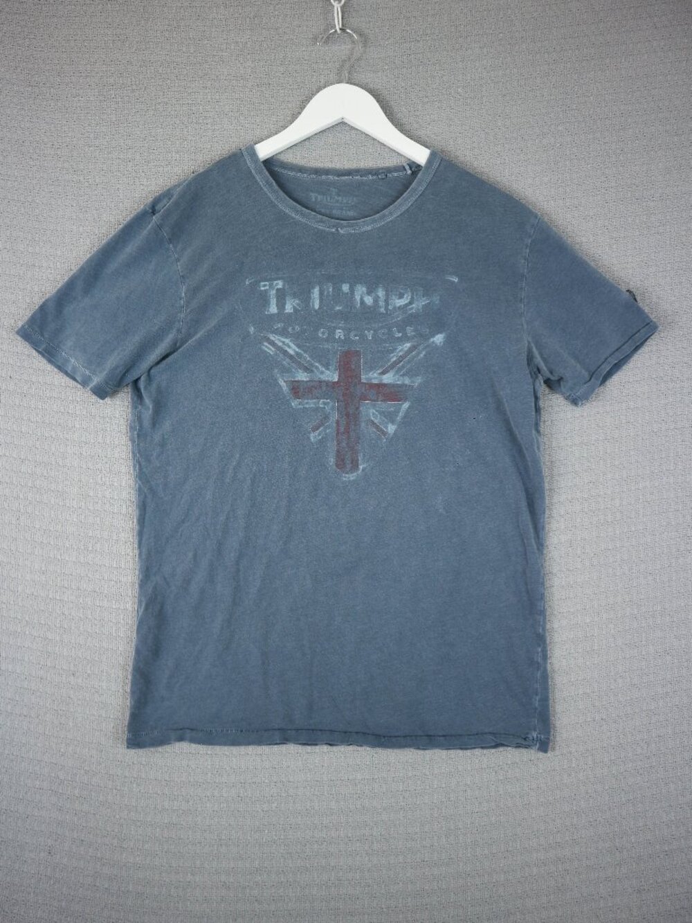Triumph Motorcycles Shirt Men M Lucky Brand British Flag Graphic Spell Out Logo